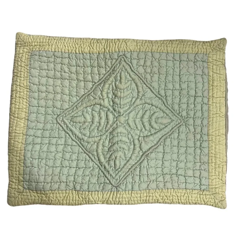 Eddie Bauer Quilted Cotton Rustic‎ Pillow Sham Green Striped & Patterned Accent